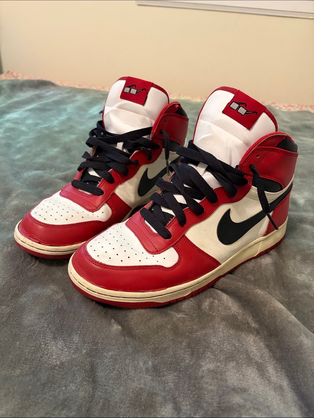 Nike Red, White & Black Retro High-Top Sneakers Spike Lee jordans